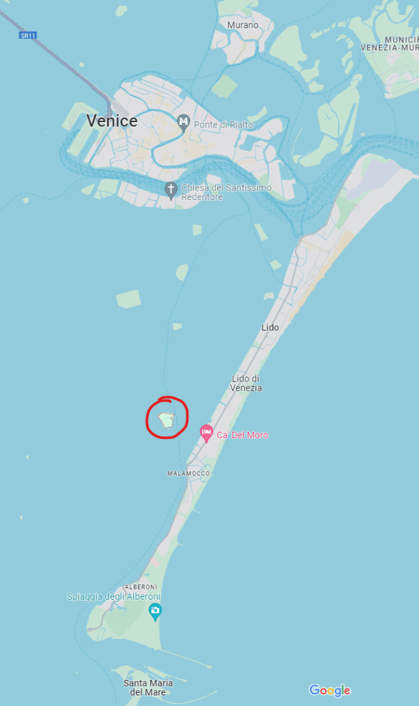 Map of Poveglia Island and surrounding area