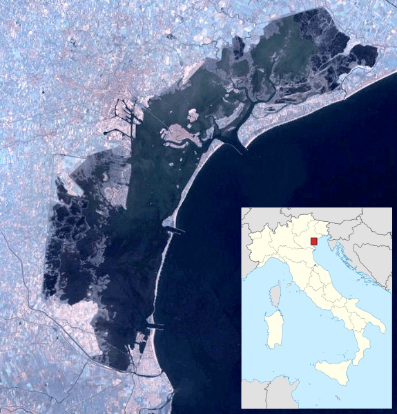 Expanded map of Poveglia showing it's location on the northeastern shore of Italy