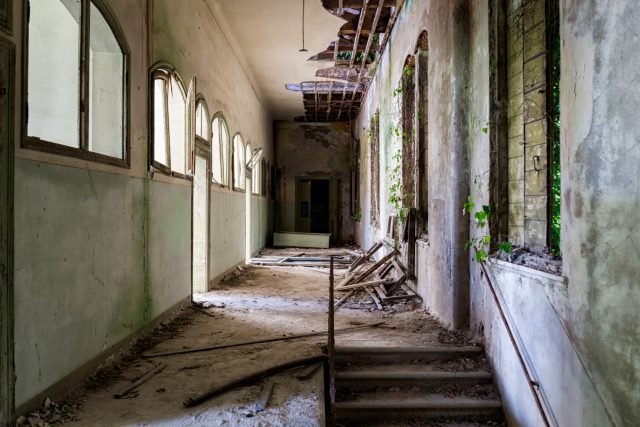 Hallway in an abandoned building